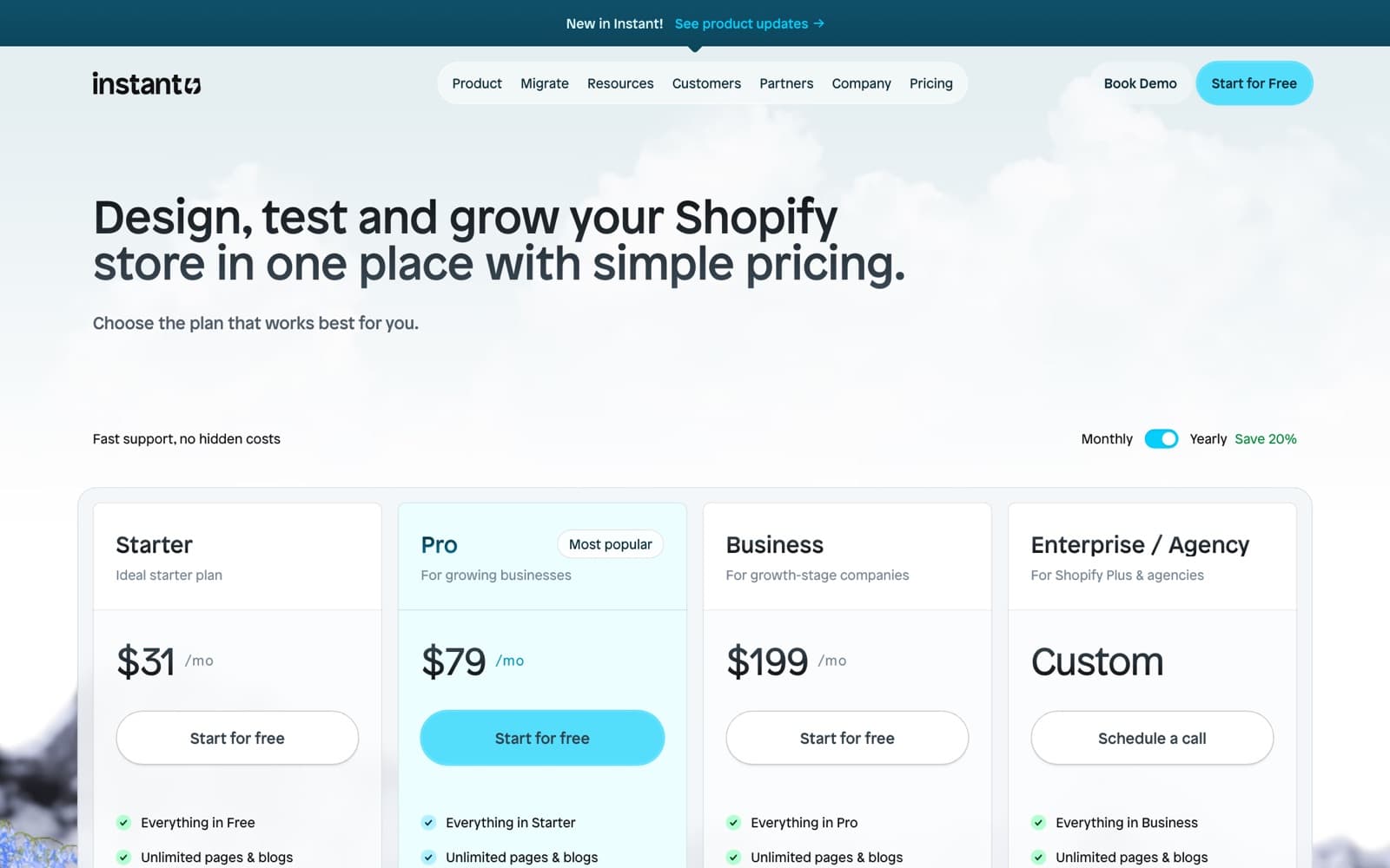 Instant pricing page