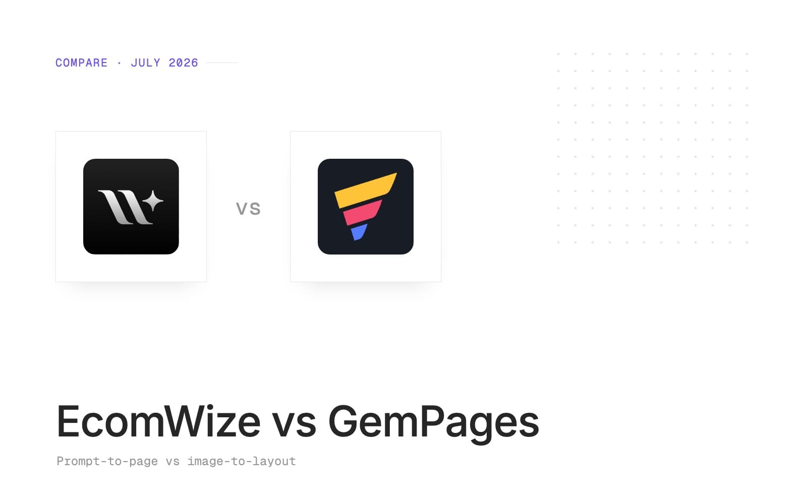 EcomWize vs GemPages (2026): prompt-to-page vs image-to-layout
